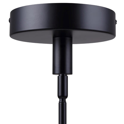 Canarm Carmynn 36in 3-Light LED Pendant | Matte Black and White Ribbed Fabric Shade | Kitchen Island & Dining Room | Model LPL288A03BK