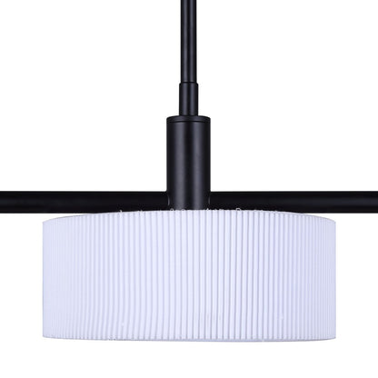 Canarm Carmynn 36in 3-Light LED Pendant | Matte Black and White Ribbed Fabric Shade | Kitchen Island & Dining Room | Model LPL288A03BK