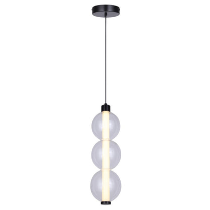 Canarm Melody 5in 1-Light LED Pendant | Matte Black and Clear Bubble Glass Shade | Kitchen Island & Dining Room | 5 x 5 x 19 in | Model LPL316A01BK