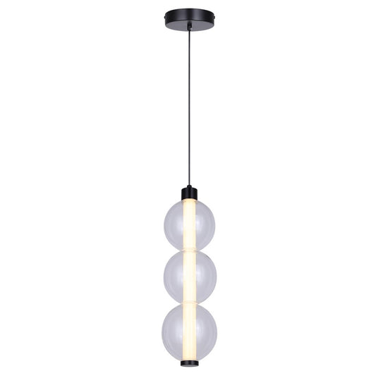 Canarm Melody 5in 1-Light LED Pendant | Matte Black and Clear Bubble Glass Shade | Kitchen Island & Dining Room | 5 x 5 x 19 in | Model LPL316A01BK