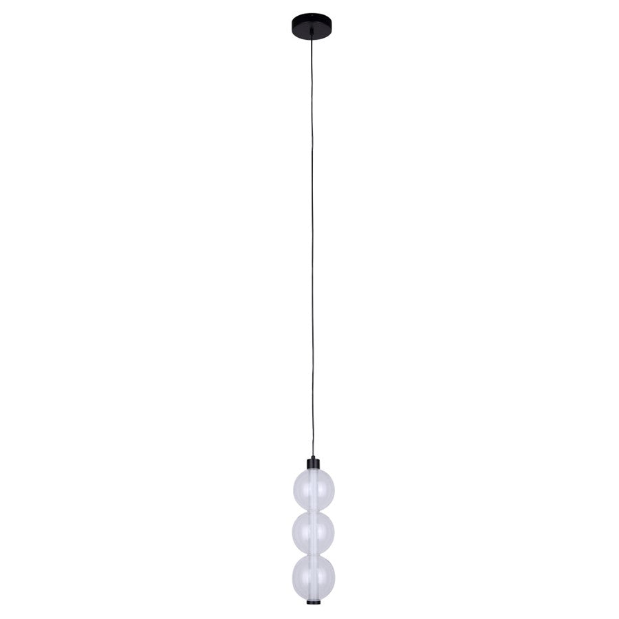 Canarm Melody 5in 1-Light LED Pendant | Matte Black and Clear Bubble Glass Shade | Kitchen Island & Dining Room | 5 x 5 x 19 in | Model LPL316A01BK