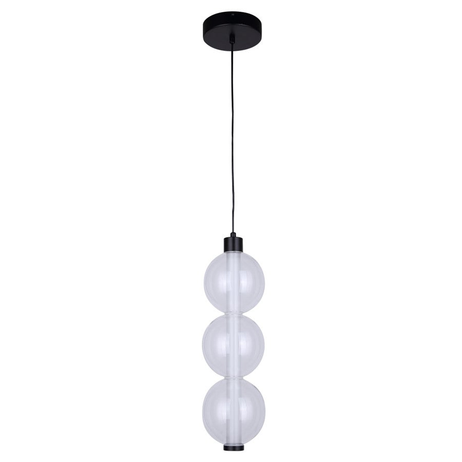 Canarm Melody 5in 1-Light LED Pendant | Matte Black and Clear Bubble Glass Shade | Kitchen Island & Dining Room | 5 x 5 x 19 in | Model LPL316A01BK