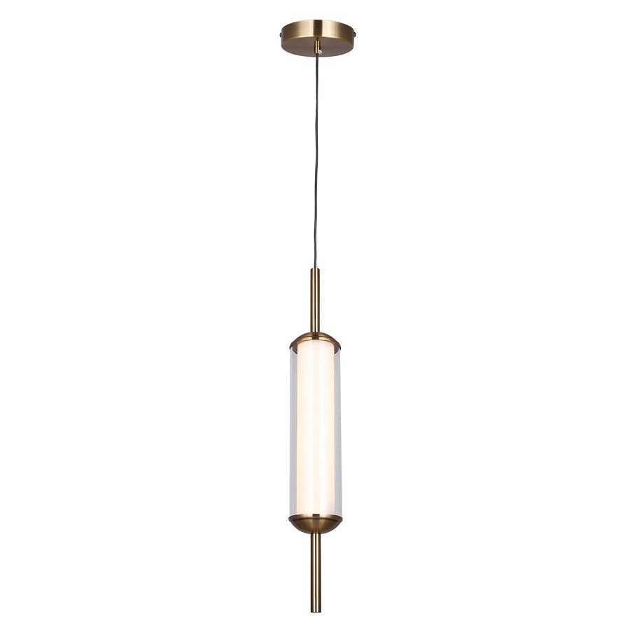 Canarm Lavene 5in 1-Light LED Pendant | Gold and Clear Acrylic Shade | Kitchen Island & Dining Room | 5 x 5 x 23 in | Model LPL321A01GD