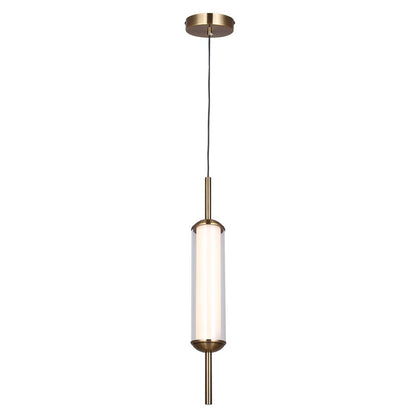 Canarm Lavene 5in 1-Light LED Pendant | Gold and Clear Acrylic Shade | Kitchen Island & Dining Room | 5 x 5 x 23 in | Model LPL321A01GD