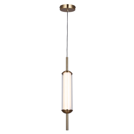 Canarm Lavene 5in 1-Light LED Pendant | Gold and Clear Acrylic Shade | Kitchen Island & Dining Room | 5 x 5 x 23 in | Model LPL321A01GD