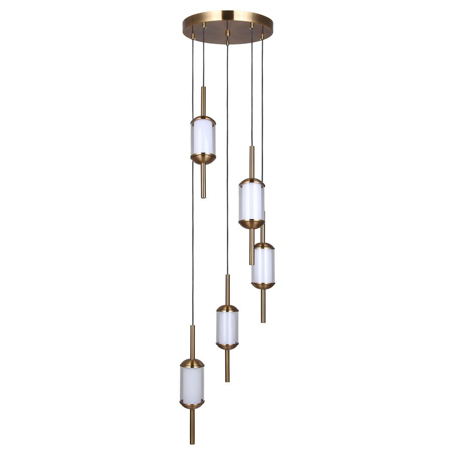 Canarm Lavene 14.63in 5-Light LED Pendant | Gold and Clear Acrylic | Dining Room & Kitchen Island | 14.6 x 14.6 x 17 in | Model LPL321A05GD