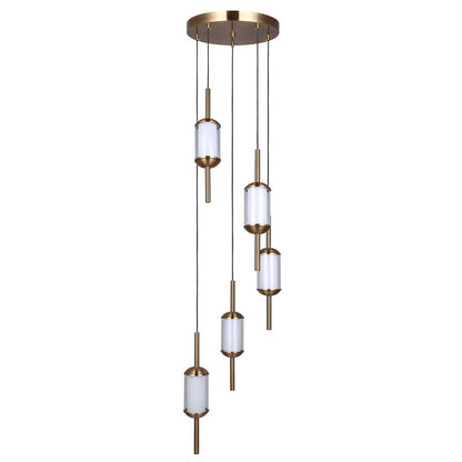 Canarm Lavene 14.63in 5-Light LED Pendant | Gold and Clear Acrylic | Dining Room & Kitchen Island | 14.6 x 14.6 x 17 in | Model LPL321A05GD