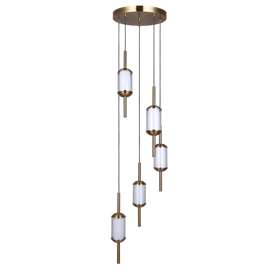 Canarm Lavene 14.63in 5-Light LED Pendant | Gold and Clear Acrylic | Dining Room & Kitchen Island | 14.6 x 14.6 x 17 in | Model LPL321A05GD