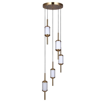Canarm Lavene 14.63in 5-Light LED Pendant | Gold and Clear Acrylic | Dining Room & Kitchen Island | 14.6 x 14.6 x 17 in | Model LPL321A05GD