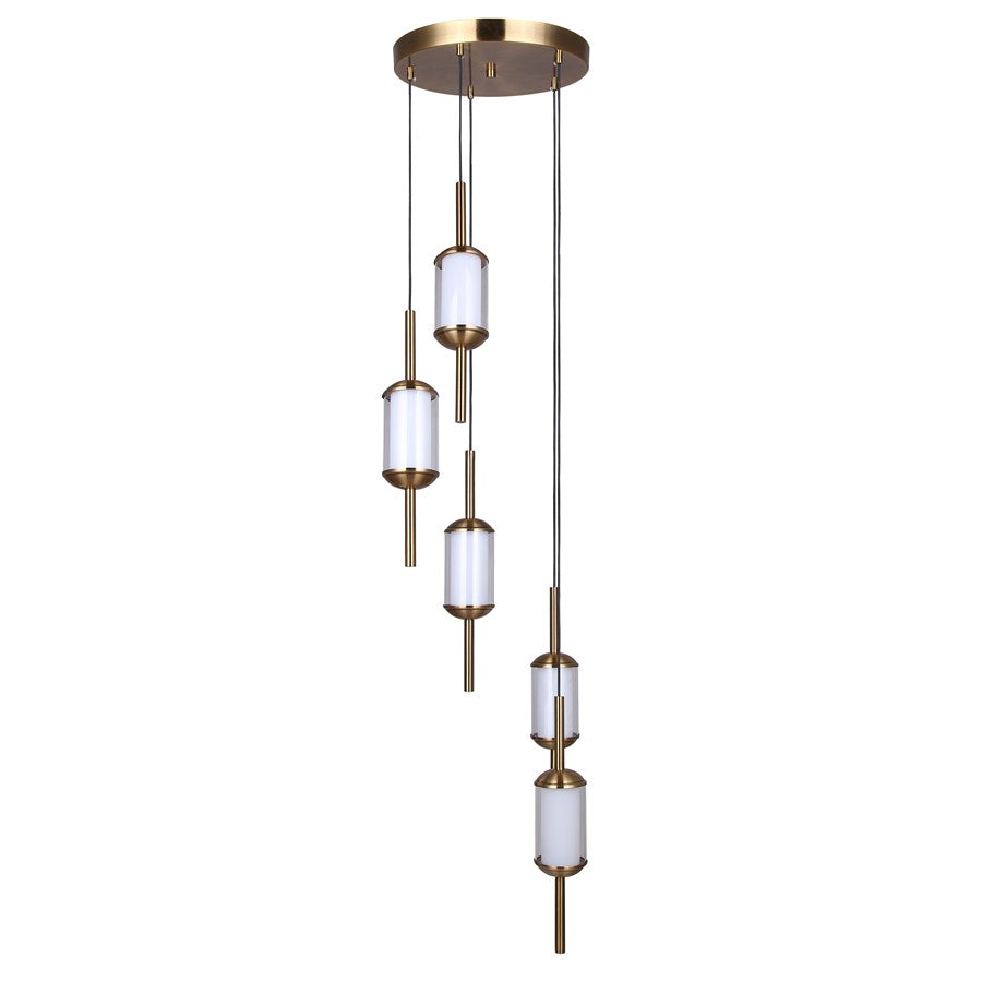 Canarm Lavene 14.63in 5-Light LED Pendant | Gold and Clear Acrylic | Dining Room & Kitchen Island | 14.6 x 14.6 x 17 in | Model LPL321A05GD