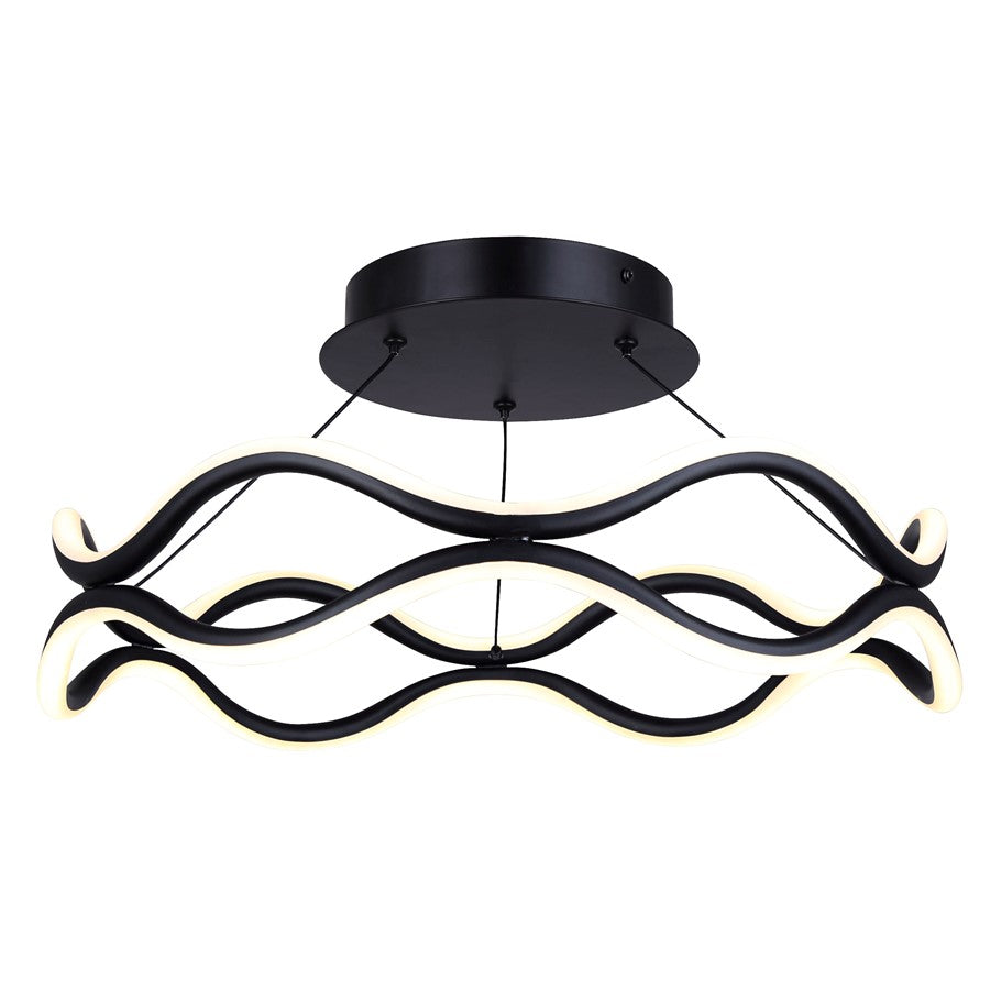 Canarm Castra 17in 3-Light Semi Flush Mount | Modern Matte Black Metal | Dining Room & Living Room | 16.88 x 16.88 x 8.5 in | Model LSF280A17BK