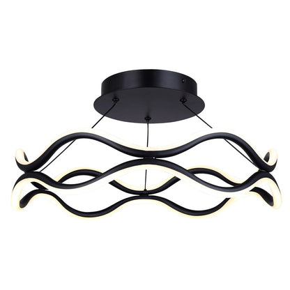 Canarm Castra 17in 3-Light Semi Flush Mount | Modern Matte Black Metal | Dining Room & Living Room | 16.88 x 16.88 x 8.5 in | Model LSF280A17BK
