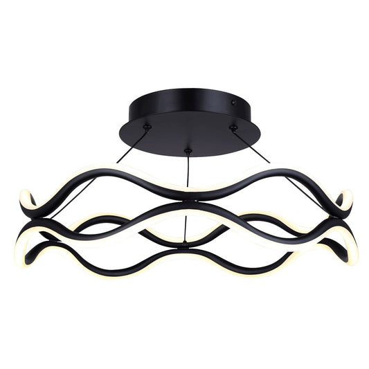 Canarm Castra 17in 3-Light Semi Flush Mount | Modern Matte Black Metal | Dining Room & Living Room | 16.88 x 16.88 x 8.5 in | Model LSF280A17BK