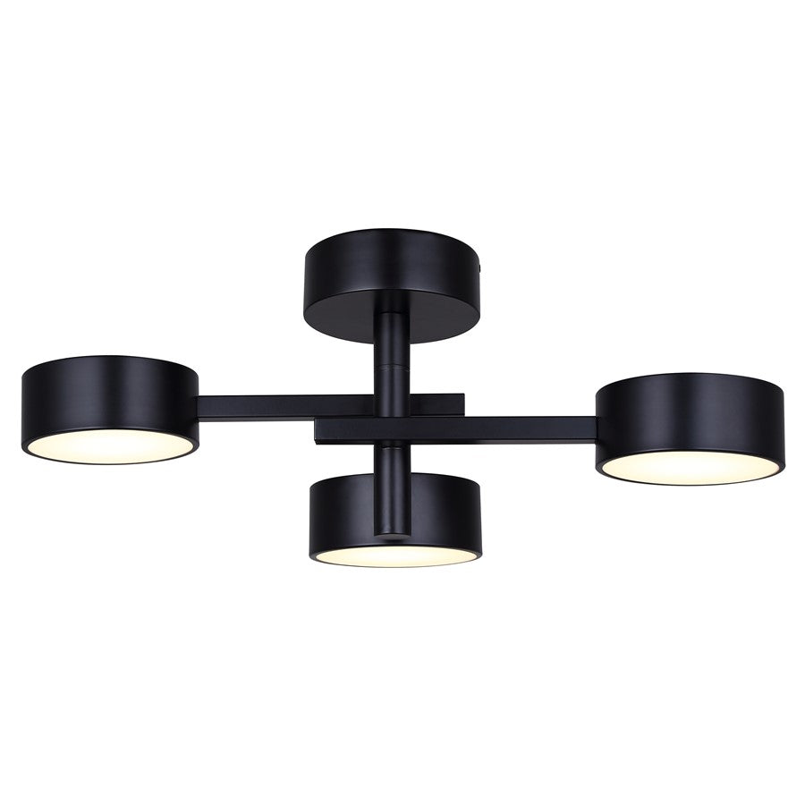 Canarm Montgomery 24in 3-Light Semi Flush Mount | Modern Matte Black Steel | Living Room & Dining Room | 24.25 x 10.75 x 9.375 in | Model LSF315A03BK