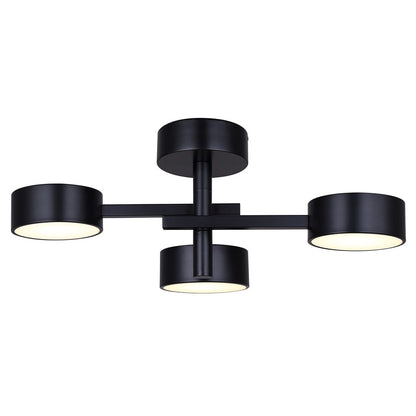 Canarm Montgomery 24in 3-Light Semi Flush Mount | Modern Matte Black Steel | Living Room & Dining Room | 24.25 x 10.75 x 9.375 in | Model LSF315A03BK