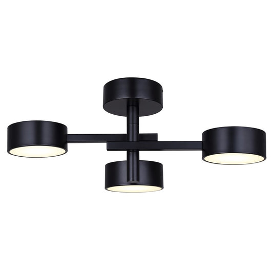 Canarm Montgomery 24in 3-Light Semi Flush Mount | Modern Matte Black Steel | Living Room & Dining Room | 24.25 x 10.75 x 9.375 in | Model LSF315A03BK