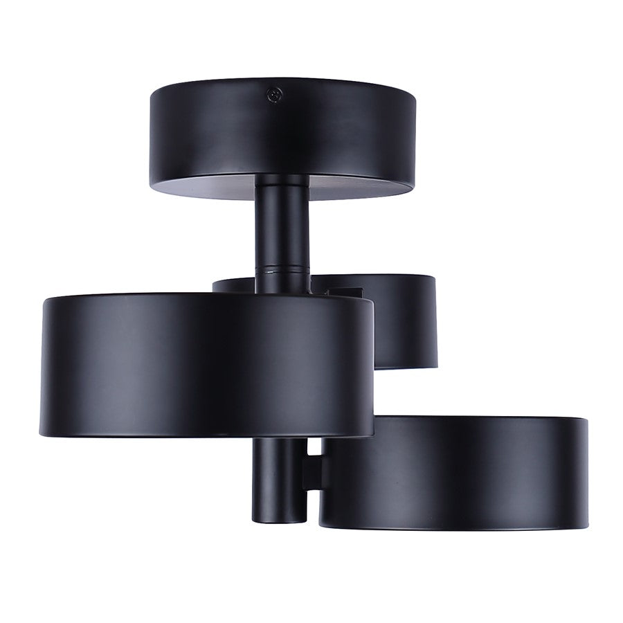 Canarm Montgomery 24in 3-Light Semi Flush Mount | Modern Matte Black Steel | Living Room & Dining Room | 24.25 x 10.75 x 9.375 in | Model LSF315A03BK