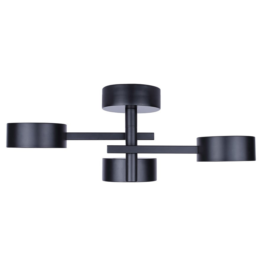 Canarm Montgomery 24in 3-Light Semi Flush Mount | Modern Matte Black Steel | Living Room & Dining Room | 24.25 x 10.75 x 9.375 in | Model LSF315A03BK