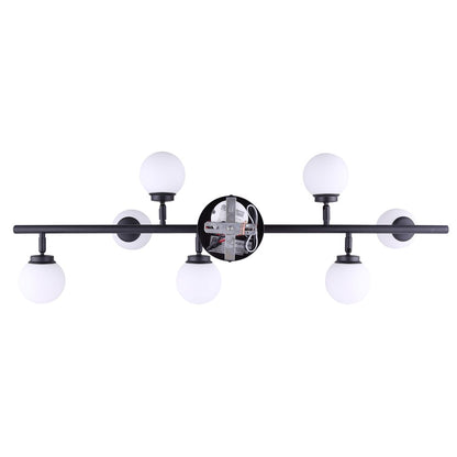 Canarm Poppy 38in 7-Light LED Track Light | Matte Black and Opal Glass | Kitchen, Living Room & Commercial Spaces | 1600 Lumens | Model LT176A07BK