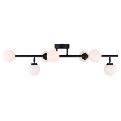 Canarm Poppy 38in 7-Light LED Track Light | Matte Black and Opal Glass | Kitchen, Living Room & Commercial Spaces | 1600 Lumens | Model LT176A07BK