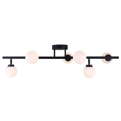Canarm Poppy 38in 7-Light LED Track Light | Matte Black and Opal Glass | Kitchen, Living Room & Commercial Spaces | 1600 Lumens | Model LT176A07BK
