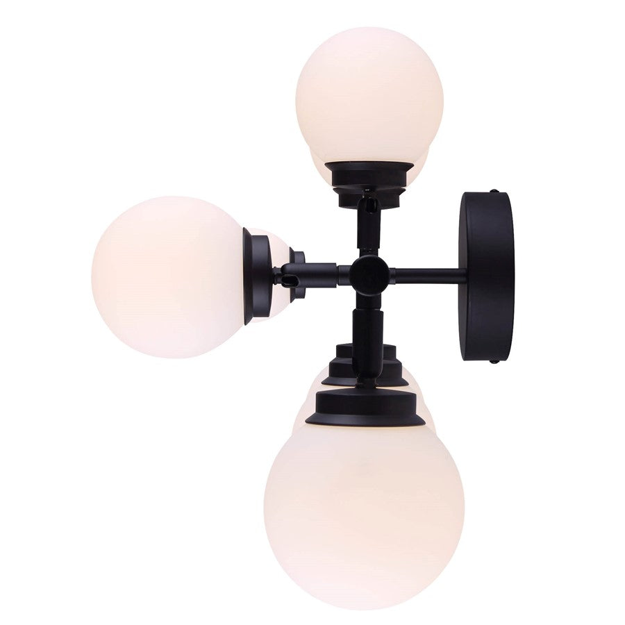 Canarm Poppy 38in 7-Light LED Track Light | Matte Black and Opal Glass | Kitchen, Living Room & Commercial Spaces | 1600 Lumens | Model LT176A07BK