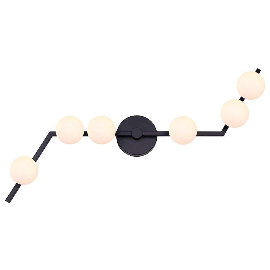 Canarm Nylah 36in 6-Light LED Track Light | Industrial Matte Black and Flat Opal Glass | Kitchen & Living Room | 36 x 6 x 20 in | Model LT233A06BK