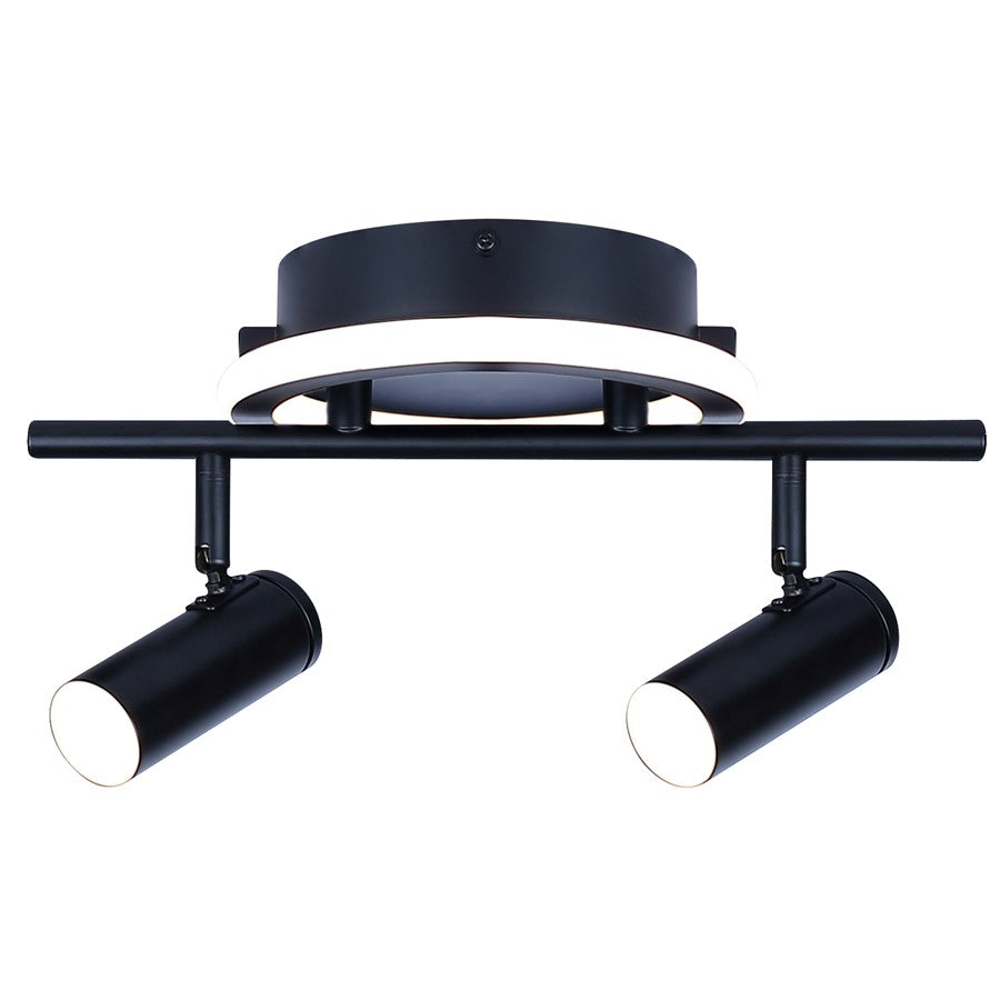 Canarm Denver 14in 2-Light LED Track Light | Modern Matte Black Steel and Aluminum | Living Room, Bedroom & Kitchen | Model LT314A02BK
