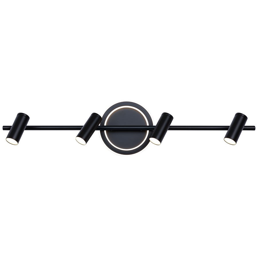 Canarm Denver 33in 4-Light LED Track Light | Matte Black Steel and Aluminum | Kitchen & Living Room | 33.25 x 7.5 x 7.5 in | Model LT314A04BK