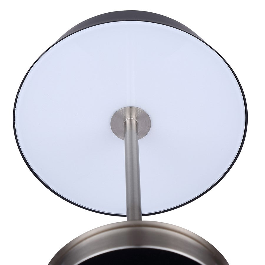 Canarm Jessa 14in 1-Light LED Table Lamp | Brushed Nickel and Black Metal | Bedroom & Office | 9 x 9 x 14.25 in | Model LTL263A14BKN