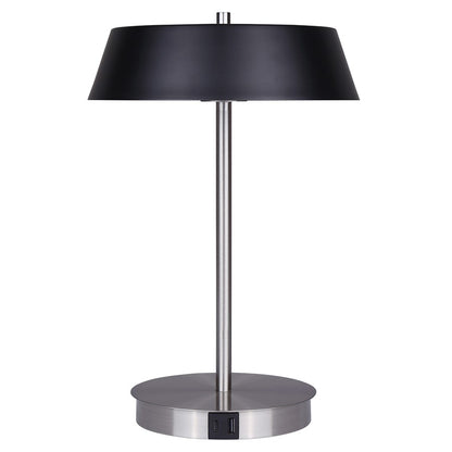 Canarm Jessa 14in 1-Light LED Table Lamp | Brushed Nickel and Black Metal | Bedroom & Office | 9 x 9 x 14.25 in | Model LTL263A14BKN