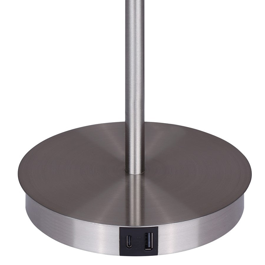Canarm Jessa 14in 1-Light LED Table Lamp | Brushed Nickel and Black Metal | Bedroom & Office | 9 x 9 x 14.25 in | Model LTL263A14BKN