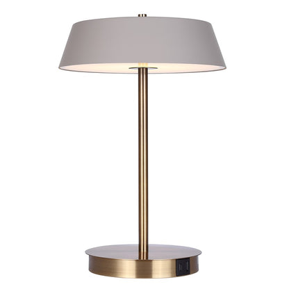 Canarm Jessa 9in 1-Light LED Table Lamp | Mid-Century Gold and Matte Grey with Opal Glass | Bedroom & Office Desk | 500 Lumens | Model LTL263A14GDG