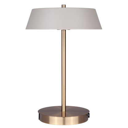 Canarm Jessa 9in 1-Light LED Table Lamp | Mid-Century Gold and Matte Grey with Opal Glass | Bedroom & Office Desk | 500 Lumens | Model LTL263A14GDG