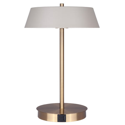 Canarm Jessa 9in 1-Light LED Table Lamp | Mid-Century Gold and Matte Grey with Opal Glass | Bedroom & Office Desk | 500 Lumens | Model LTL263A14GDG
