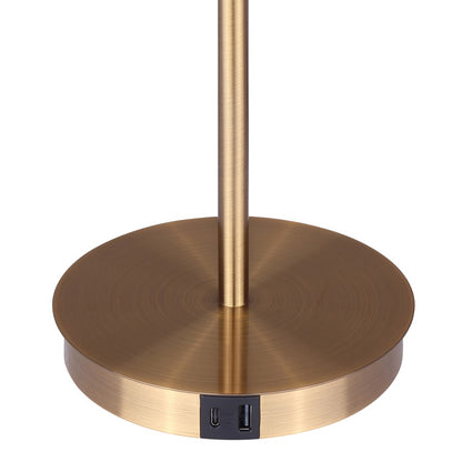 Canarm Jessa 9in 1-Light LED Table Lamp | Mid-Century Gold and Matte Grey with Opal Glass | Bedroom & Office Desk | 500 Lumens | Model LTL263A14GDG