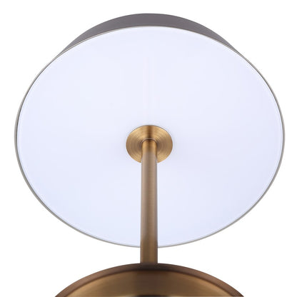 Canarm Jessa 9in 1-Light LED Table Lamp | Mid-Century Gold and Matte Grey with Opal Glass | Bedroom & Office Desk | 500 Lumens | Model LTL263A14GDG