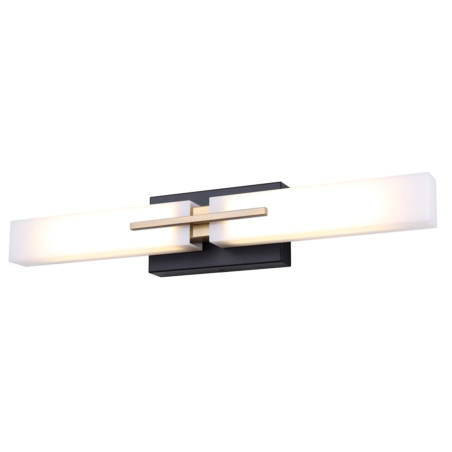 Canarm Hazel 24in 2-Light LED Vanity Light | Modern Matte Black and Gold Metal | Bathroom Vanity | 24 x 3.5 x 4.38 in | Model LVL289A24BKG