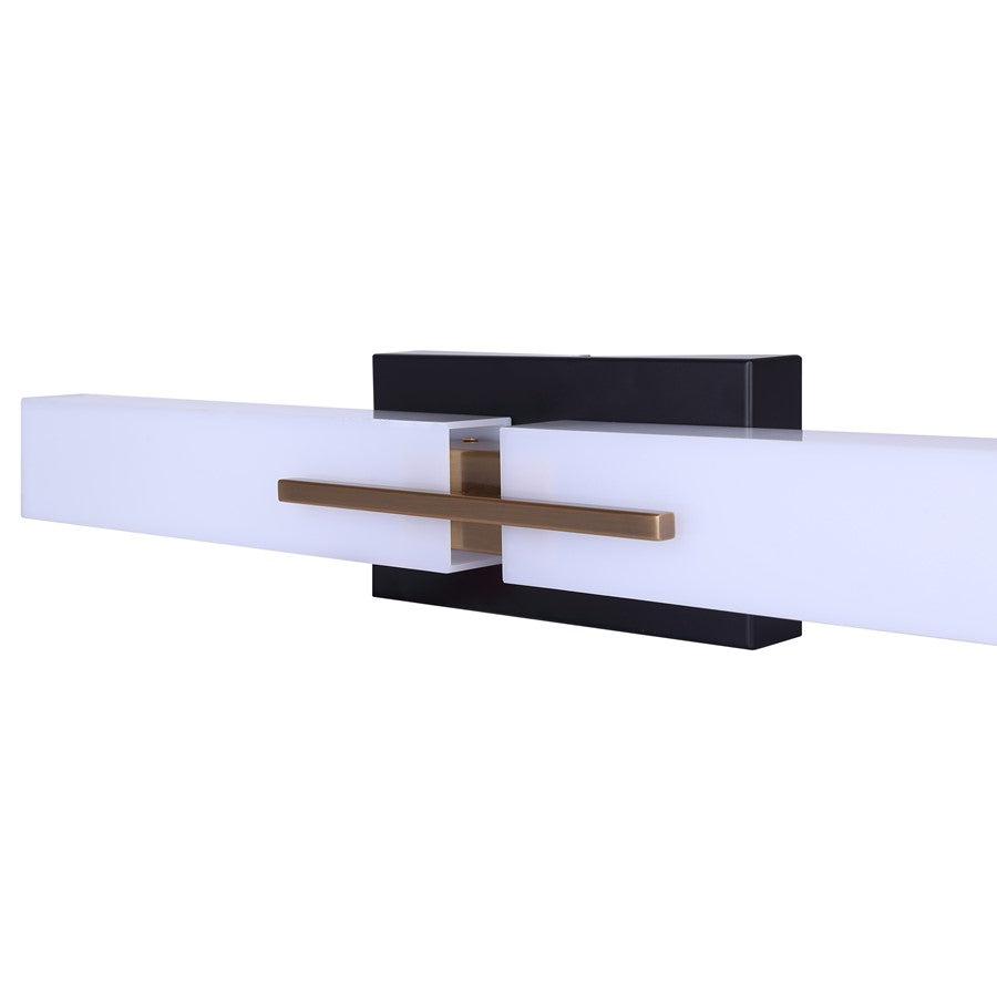 Canarm Hazel 24in 2-Light LED Vanity Light | Modern Matte Black and Gold Metal | Bathroom Vanity | 24 x 3.5 x 4.38 in | Model LVL289A24BKG