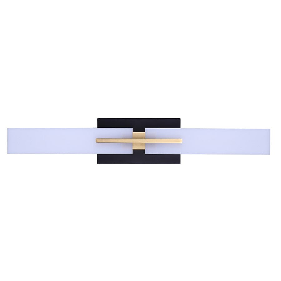 Canarm Hazel 24in 2-Light LED Vanity Light | Modern Matte Black and Gold Metal | Bathroom Vanity | 24 x 3.5 x 4.38 in | Model LVL289A24BKG