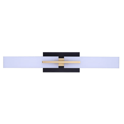 Canarm Hazel 24in 2-Light LED Vanity Light | Modern Matte Black and Gold Metal | Bathroom Vanity | 24 x 3.5 x 4.38 in | Model LVL289A24BKG