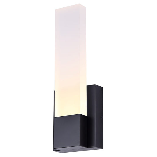 Canarm Farrow 4.75in 1-Light LED Wall Sconce | Modern Matte Black Metal | Bathroom & Hallway Accent | 4.75 x 2.75 x 13.63 in | Model LVL291A01BK