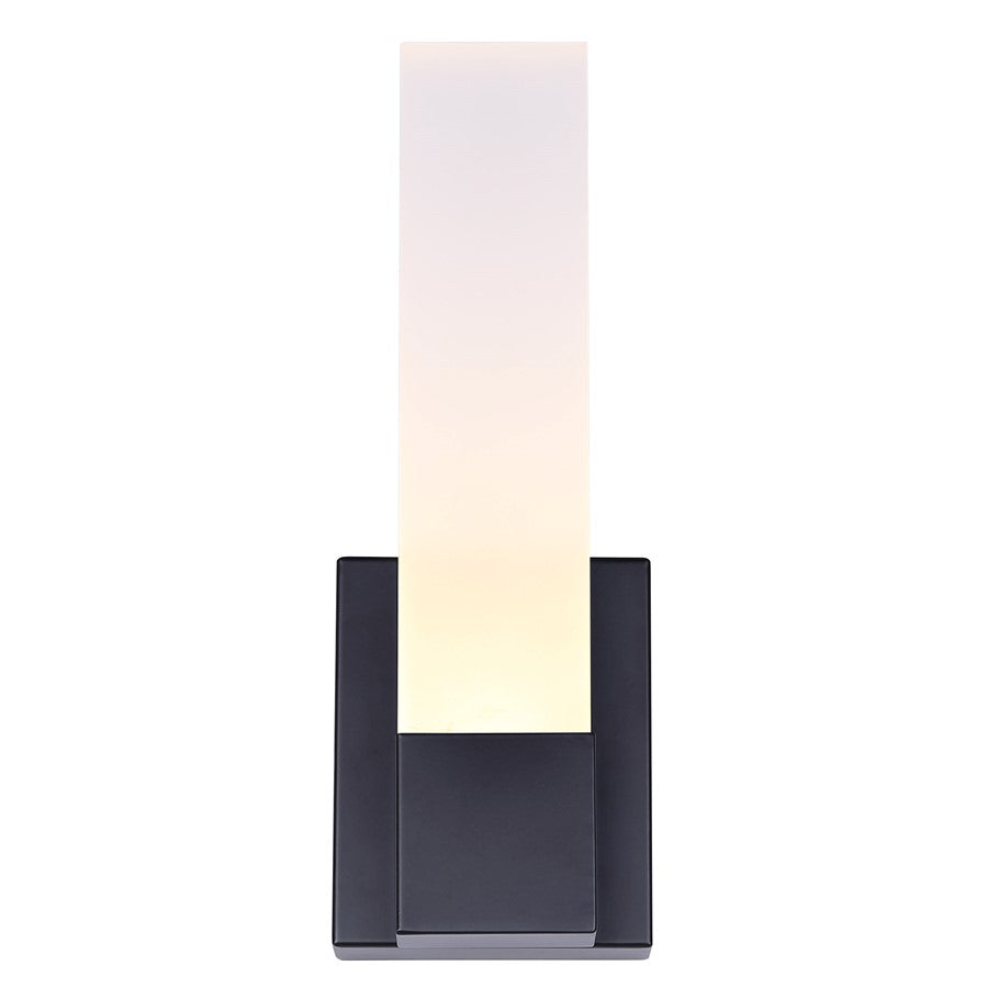 Canarm Farrow 4.75in 1-Light LED Wall Sconce | Modern Matte Black Metal | Bathroom & Hallway Accent | 4.75 x 2.75 x 13.63 in | Model LVL291A01BK