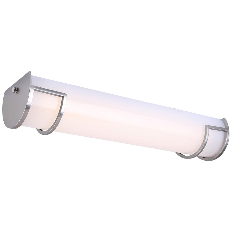 Canarm Madison 24.75in 1-Light LED Bathroom Vanity | Modern Brushed Nickel and Frosted Acrylic | Bathroom Grooming & Makeup | Model LVL328A24BN
