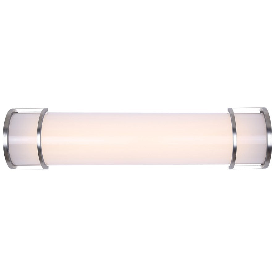Canarm Madison 24.75in 1-Light LED Bathroom Vanity | Modern Brushed Nickel and Frosted Acrylic | Bathroom Grooming & Makeup | Model LVL328A24BN