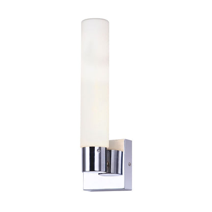 Canarm Beyla 15in LED Wall Sconce | Modern Chrome and Opal Glass | Bathroom & Hallway | 4 x 4 x 15 in, 10.5W | Model LWF206A15CH