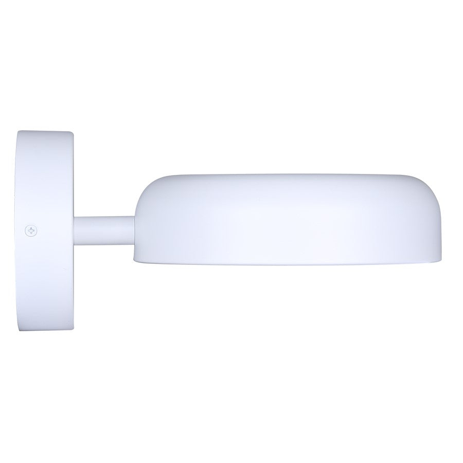 Canarm Zaria 8in 1-Light LED Wall Sconce | Modern Matte White Metal & Acrylic | Hallway & Bathroom Light | 800 Lumens, 3CCT | Model LWF281A01WH
