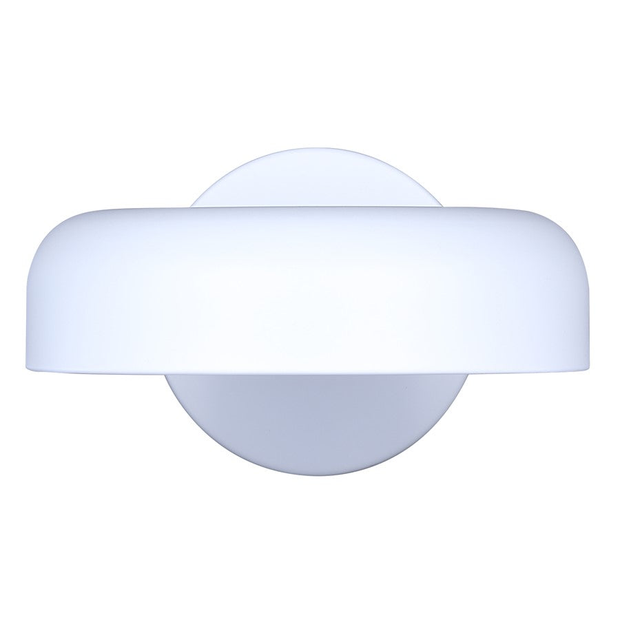 Canarm Zaria 8in 1-Light LED Wall Sconce | Modern Matte White Metal & Acrylic | Hallway & Bathroom Light | 800 Lumens, 3CCT | Model LWF281A01WH