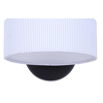 Canarm Carmynn 8in 1-Light LED Wall Sconce | Modern Matte Black Metal & White Ribbed Acrylic | Living Room & Bedroom Light | Model LWF288A01BK