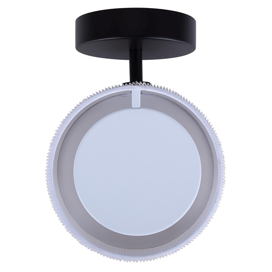 Canarm Carmynn 8in 1-Light LED Wall Sconce | Modern Matte Black Metal & White Ribbed Acrylic | Living Room & Bedroom Light | Model LWF288A01BK
